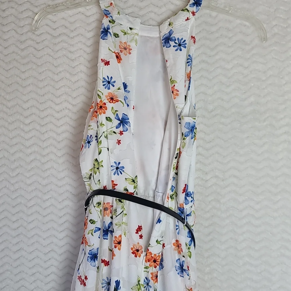 NWT ELLE sleeveless shear overlay floral dress with spring colored flowe… - Picture 5 of 9